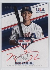 2018 Panini USA Baseball Stars & Stripes Red Ink 3/10 Nick Madrigal Auto s3g