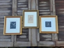 3 DECORATIVE ETCHINGS/PRINTS IN MATCHING FRAMES