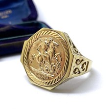 9ct Gold St George Ring Size Z+4 Hallmarked 9ct Yellow Gold George & Dragon Ring