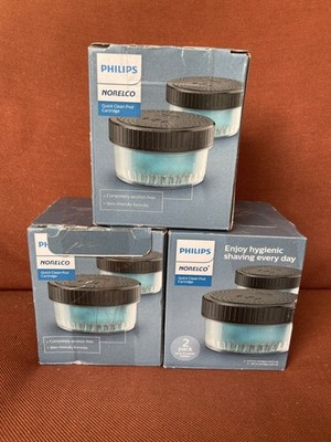 (3) NEW Philips Norelco Quick Clean Pod Cartridge (2 pods per box-6 PODS Total) 