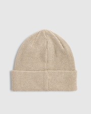 River Island Mens Beanie Hat Stone Gothic Waffle Fold Up Brim Waffle Textured