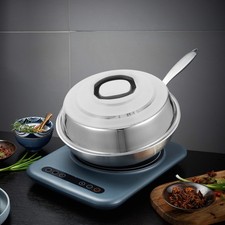  2pcs Stainless Steel Wok Lid Traditional Universal Pot Lid Round Griddle Dome