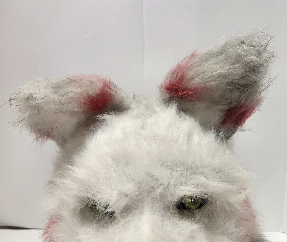 White Wolf Costume Mask & Red Gray Faux Fur Arm Sleeves Set Cosplay - Image 3 of 4