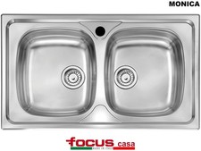 Lavello Monica acciaio cm 86 x 50 2 vasche Made in Italy