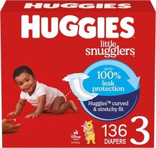 Huggies Size 3 Little Snugglers Baby Diapers 136 Ct 16-28 lbs Leak Protection