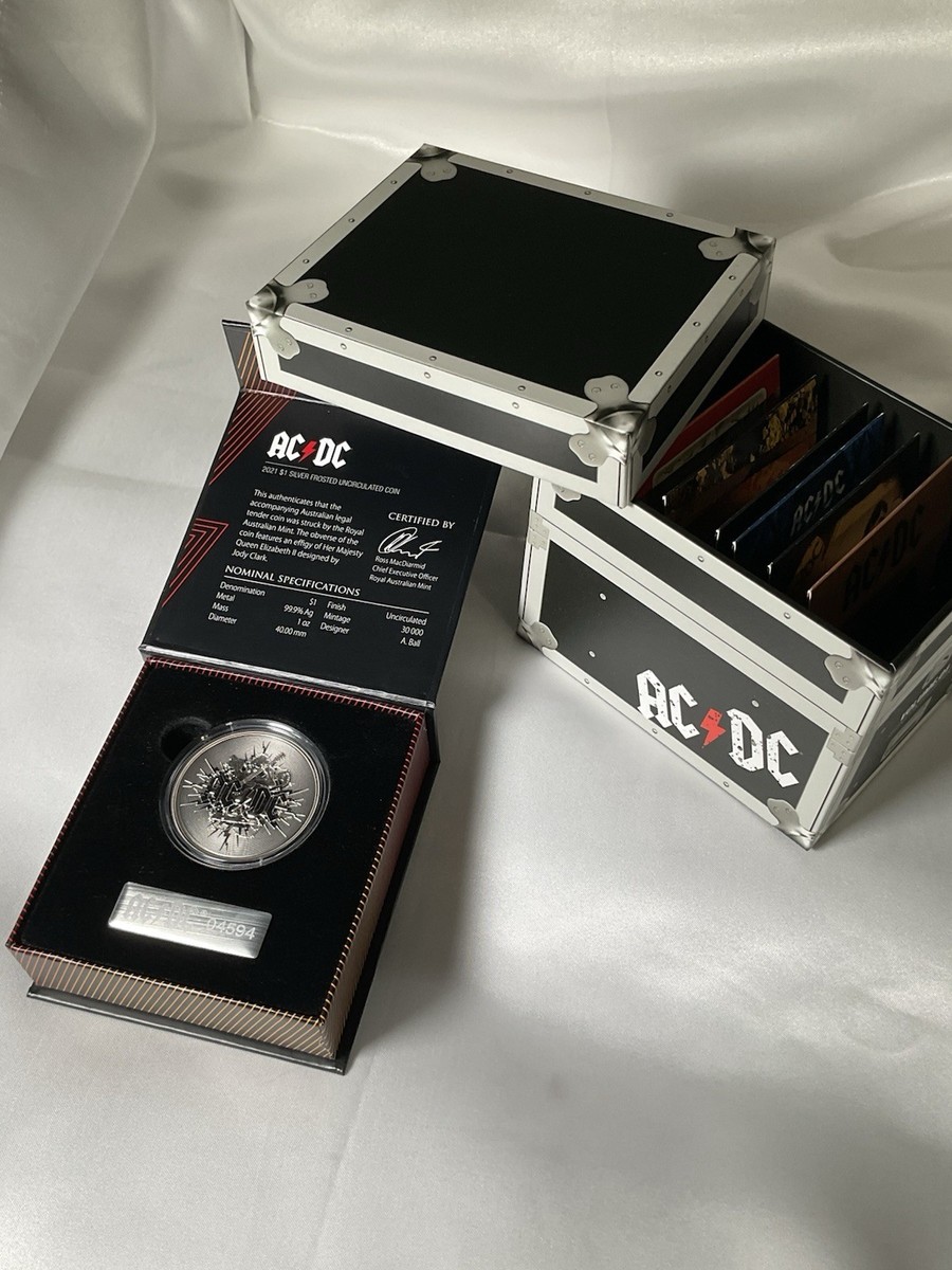 2021 Australia $1 ACDC 1oz FROSTED SILVER COIN/Metal Mint# Tag in