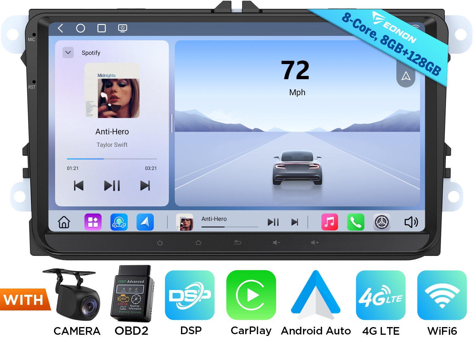 Eonon VWX6S PRO 9" Android 13 Car Stereo GPS for VW Golf Mk6 Cabriolet 2011-2016