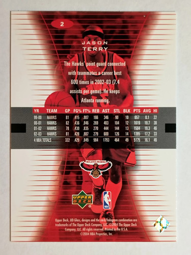 2003-04 UD Glass #2 Jason Terry - Picture 2 of 2