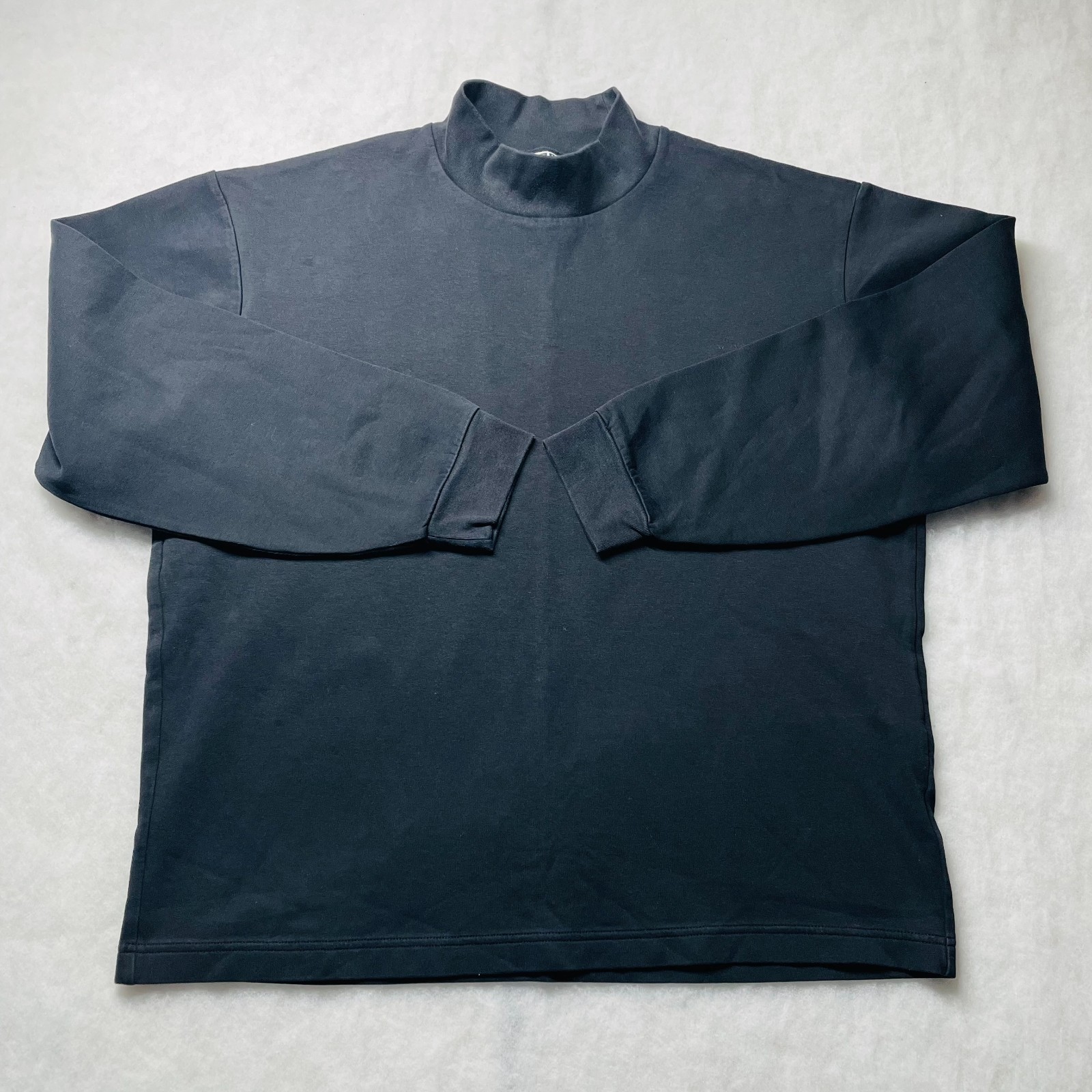 Uniqlo Mens Black Soft Touch Relaxed Fit Mock Neck Long Sleeve T-Shirt Size L