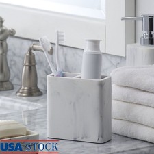 Faux Marble Toothbrush Holder Durable Resin Organizer Bathroom Storage Vanity US