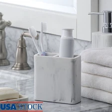 Faux Marble Toothbrush Holder Durable Resin Organizer Bathroom Storage Vanity US