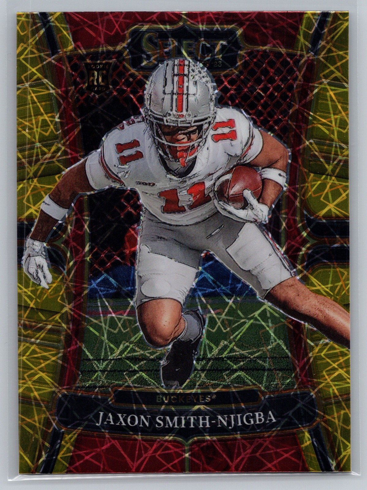 2023 Panini Select Draft Jaxon Smith-Njigba Gold Lazer Prizm #7 Rookie RC