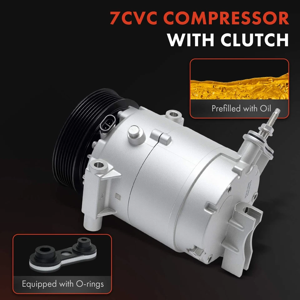 Compresor de aire acondicionado con polea de 7 ranuras para Chevy Malibu 2008-2010 Saturn Aura Vue FHEV Foto 3 de 4