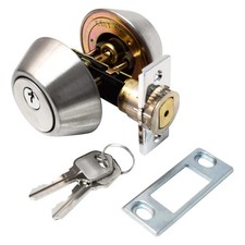 Stainless Steel Silver Standard Key Single Cylinder Door Lock w Deadbolt