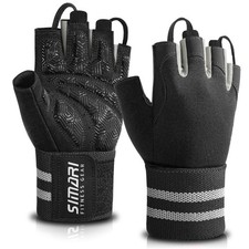 SIMARI Wrist Support Workout Gloves for Men  Women, Medium, 5-Black Gray