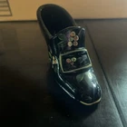 Fenton Glass Shoe Black Hand Painted Berries