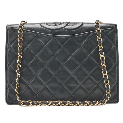 IDX 9 CHANEL Matelasse Full Flap Magnet Lock Lambskin Black Upper Coco Mark (Gol