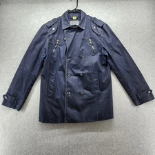 Lanzzino Jacket Mens Large Double Breasted Military Trench Coat Casual Dressy