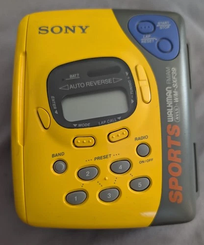 Vintage Sony Sports Walkman WM-SFX39 READ Tested Working Cassette Player Yellow