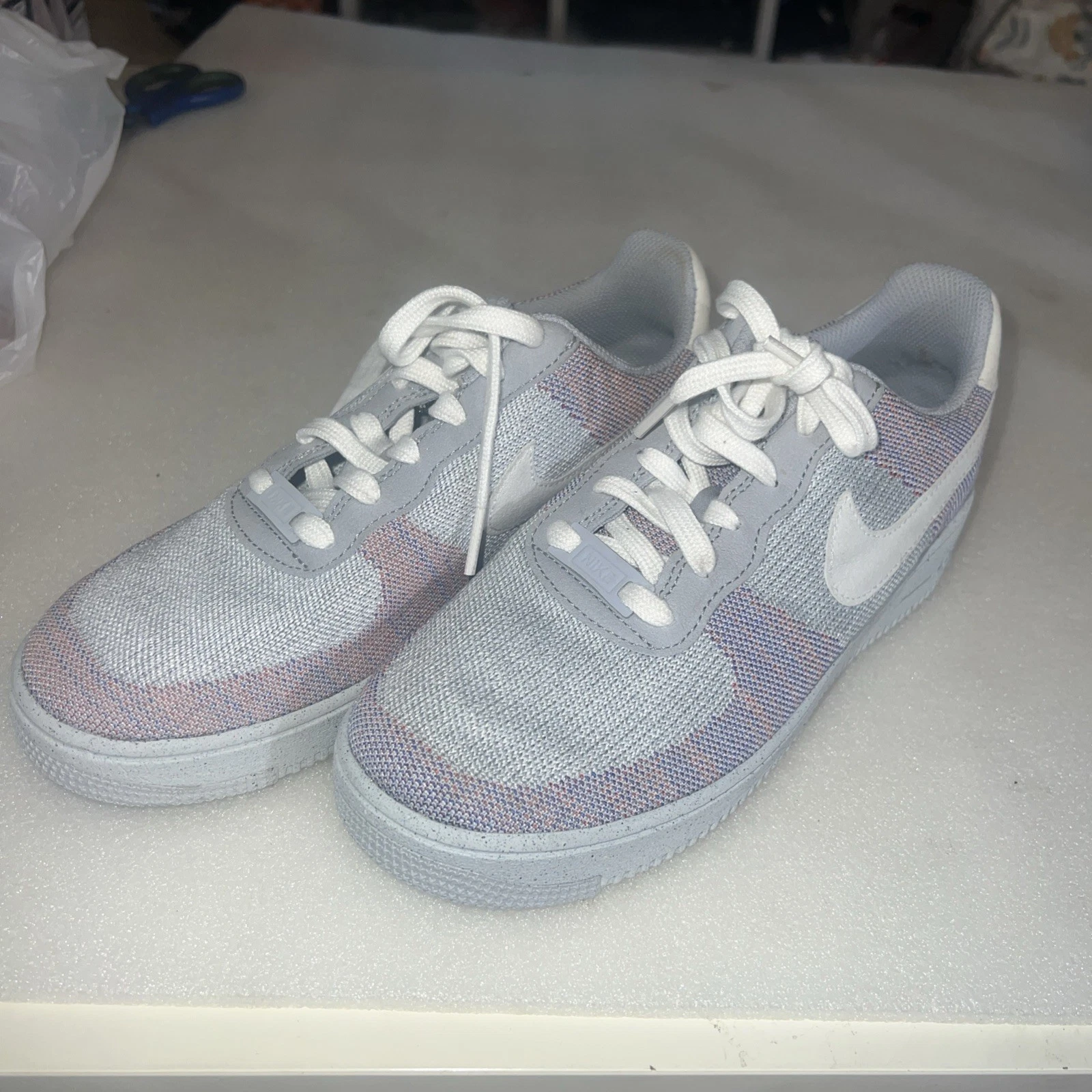 Scarpe da ginnastica Nike Air Force 1 Crater Flyknit da bambina taglia 6 5 anni rosa bianco