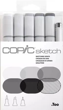 Sketch Alcohol Marker 5 Colors + Multiliner SP Set, Sketching Grays