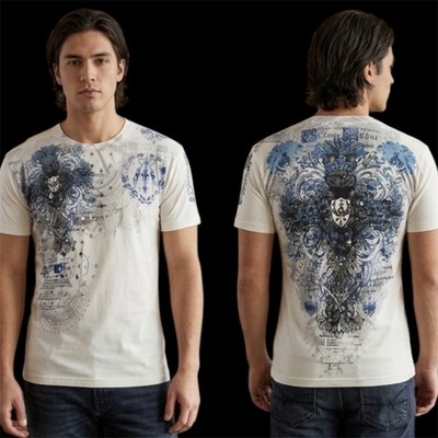 ARCHAIC by AFFLICTION White FORTIORI Short Sleeve Slim Fit Y2K T-shirt NWT