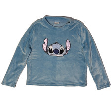 Disney Lilo  Stitch Blue Pajama L 12-14 Fleece Plush Sleepwear Top