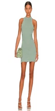 SER.O.YA Kade Distressed Ribbed Green Mini Dress, Size XS