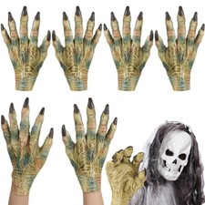 Panitay 2 Pairs Halloween Monster Gloves Zombie Hands Cosplay Party