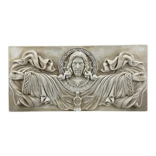 Lord Jesus Christ Wall Art Décor Hard Plaster Sculpture Statue Bas Relief 19.3in