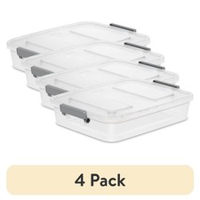 4 pack Modular Small Storage Bin, 6.2 Quart Latching Clear Plastic Storage