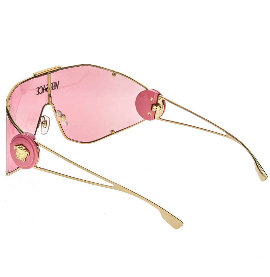 VERSACE VE2268 GEOMETRIC MEDUSA SHIELD 金色 粉色 2268 男女皆宜的面具太阳镜 — 第 3/4 张图片
