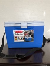Rubbermaid Slim Cooler 13 Qt Dual Open Lid Adjustable Strap Holds 12 Cans & Ice