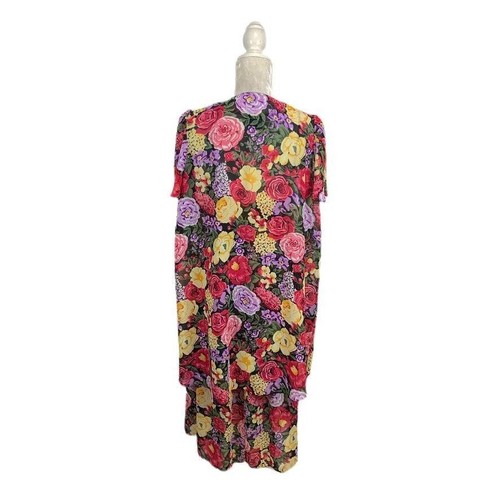 Faye Floral Slip Dress & Shrug/Cover Set Baskische Taille Halbtransparent 90er Vintage S - Bild 9 von 11