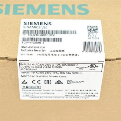 6SL3210-5BB17-5BV1 New Sealed Siemens Industry Inverter 6SL3210-5BB17-5BV1 IPCS