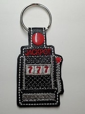 Slot Machine Embroidered Keychain Jackpot Keychain Slot Machine Keychain