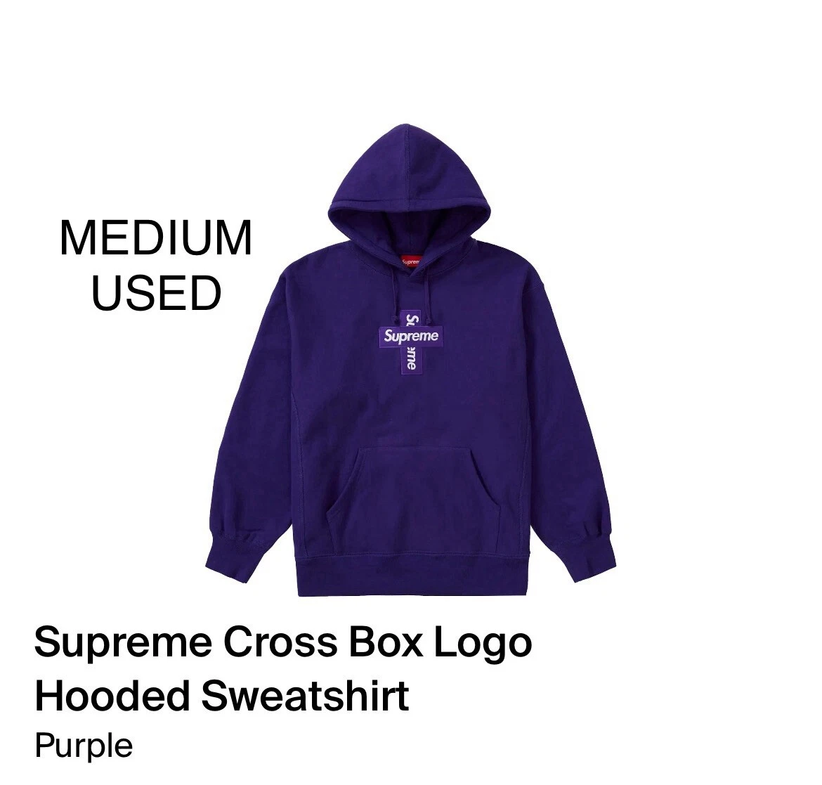 Sweat à capuche violet Supreme Cross Box logo taille M neuf DS FW20