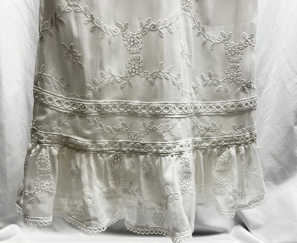 Tularosa оборки шифона с подкладкой мини-платье слоновой кости V шеи романтический коттедж размер XS - Изображение 3 из 4