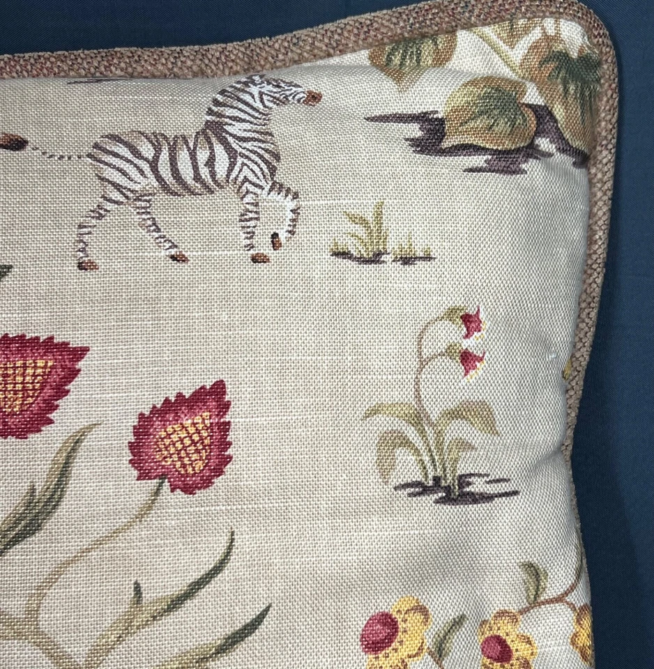 Vintage Sofa Throw Pillow Safari Woodland Animal Botanical Decor, 15" x 15" - Image 3 of 4