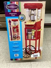 Nostalgia KPM330CART 45" 12 Cup Popcorn Cart Red Vintage Collection