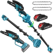 Cordless Pole Saws 6 Inch Mini Brushless Electric Chainsaw Trimmer 2xBattery