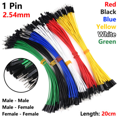 40-Piece Dupont Jumper Wire Cable Set - 20cm Length, 2.54mm Pitch, Male To Female (MF)