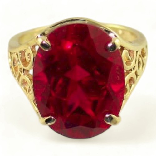 Created Ruby, Solid 10KY or 14KY Gold Ladies Ring, R049 - Picture 3 of 7