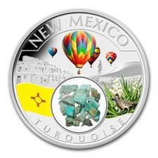 NEW MEXICO TURQUOISE #/500 1 Oz .999 Silver Treasures of US 2023 MESA GRANDE