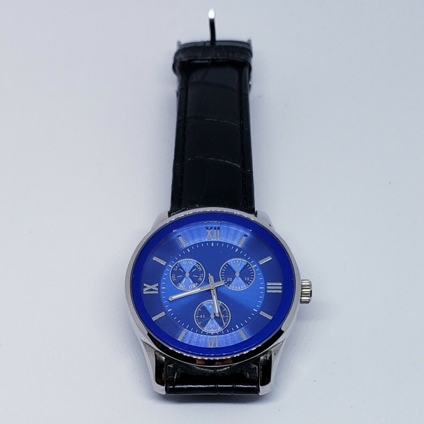 Elegant MERONA Men's Wrist Watch - Roman Numerals - Blue Face - FMDM244