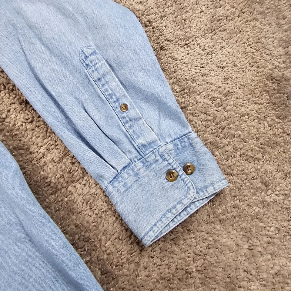 Рубашка мужская Cabelas размер XL синяя джинсовая с длинным рукавом 100% хлопок рабочая одежда Minnesota - Изображение 4 из 4