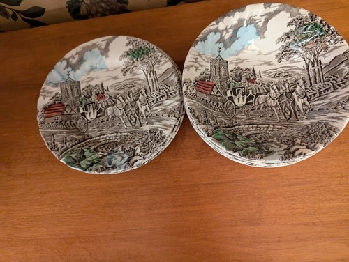 8-VINTAGE MYOTT ROYAL MAIL STAFFORDSHIRE (4) COUPE BOWLS (4)DESSERT PLATES - Picture 5 of 6