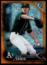 2016 Bowman Chrome Orange Shimmer Refractor Zack Erwin RC A's #BCP223