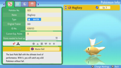 Ultra Shiny 6IV Magikarp For Pokemon Brilliant Diamond / Shining Pearl - Fast Trade!