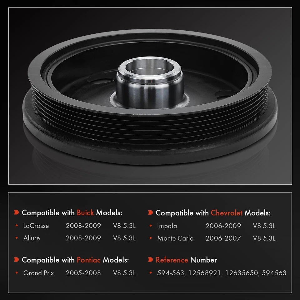 Engine Harmonic Balancer for Chevrolet Impala 2006-2009 Monte Carlo 2006-2007 - Image 2 of 4
